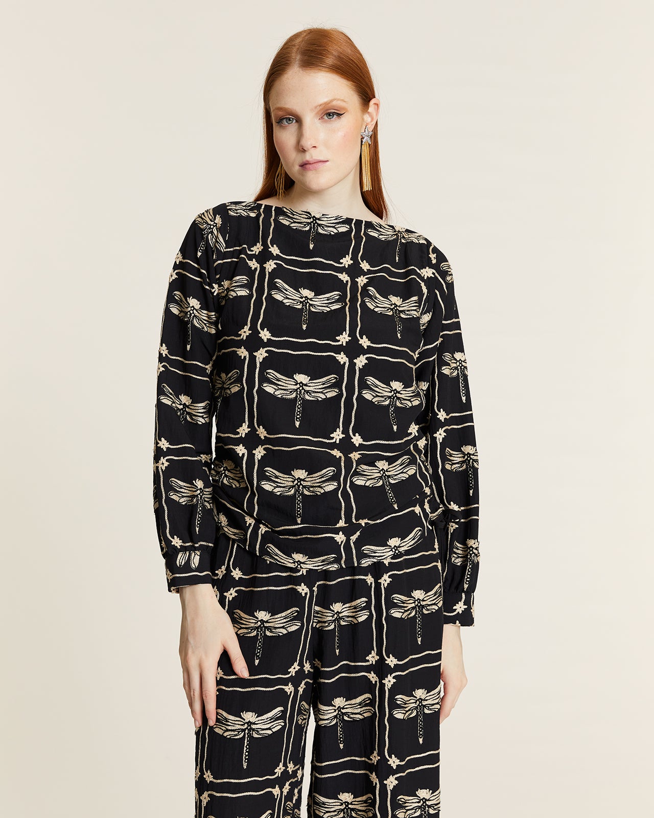 DRAGONFLIES EMBROIDERED BLOUSE