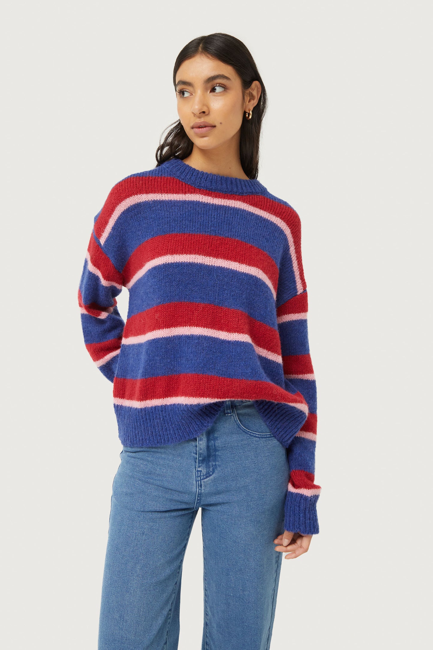 Blue striped knitted sweater