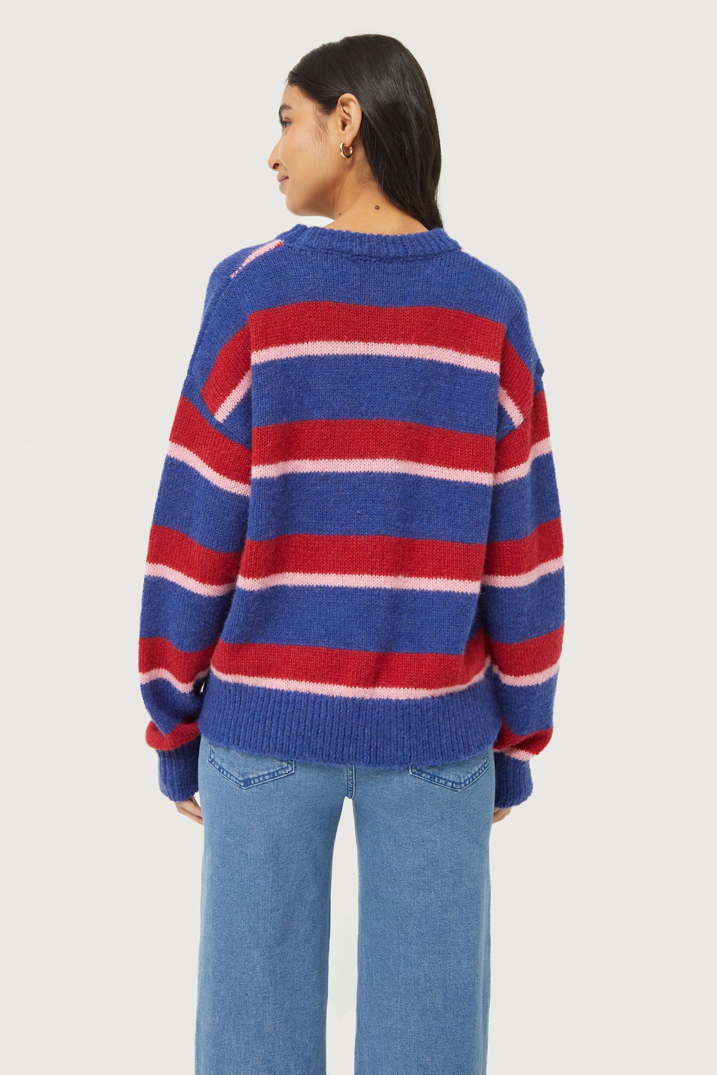 Blue striped knitted sweater