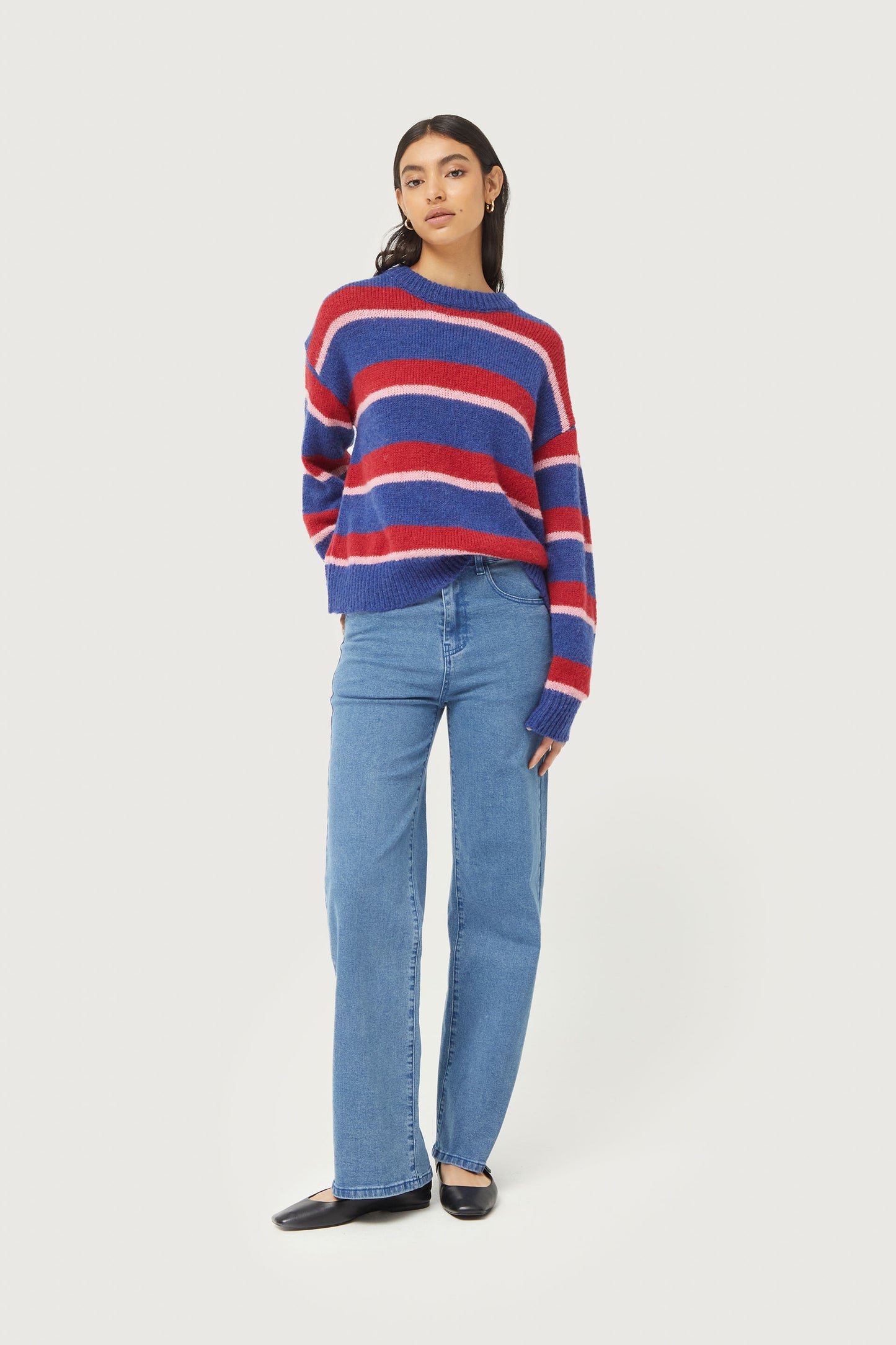 Blue striped knitted sweater
