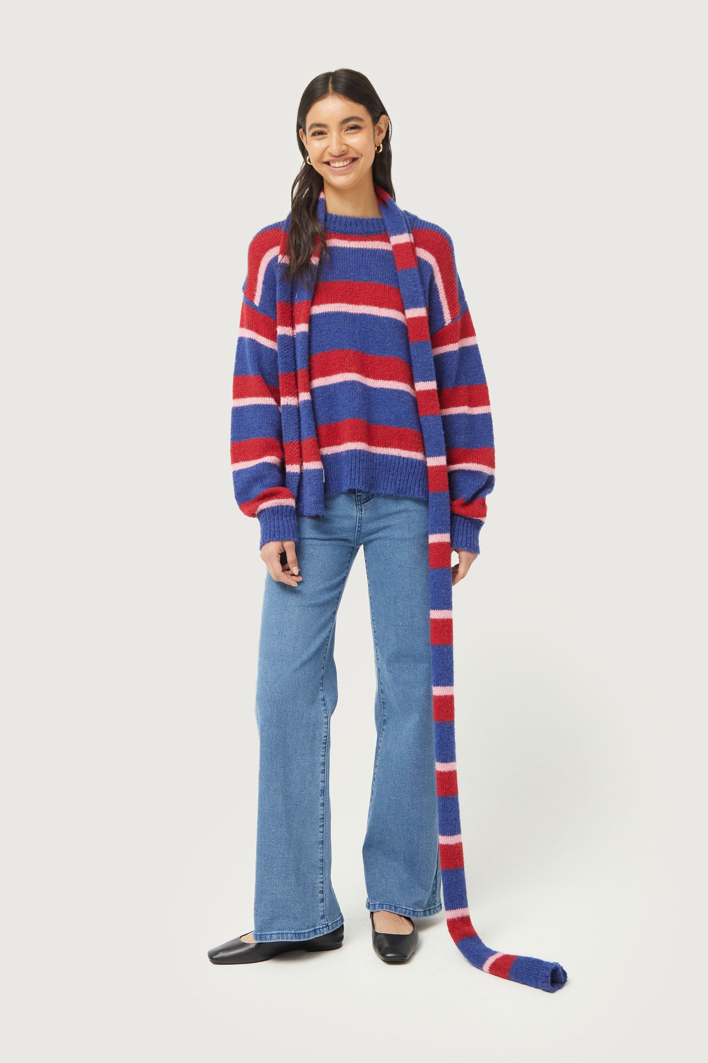 Blue striped knitted sweater