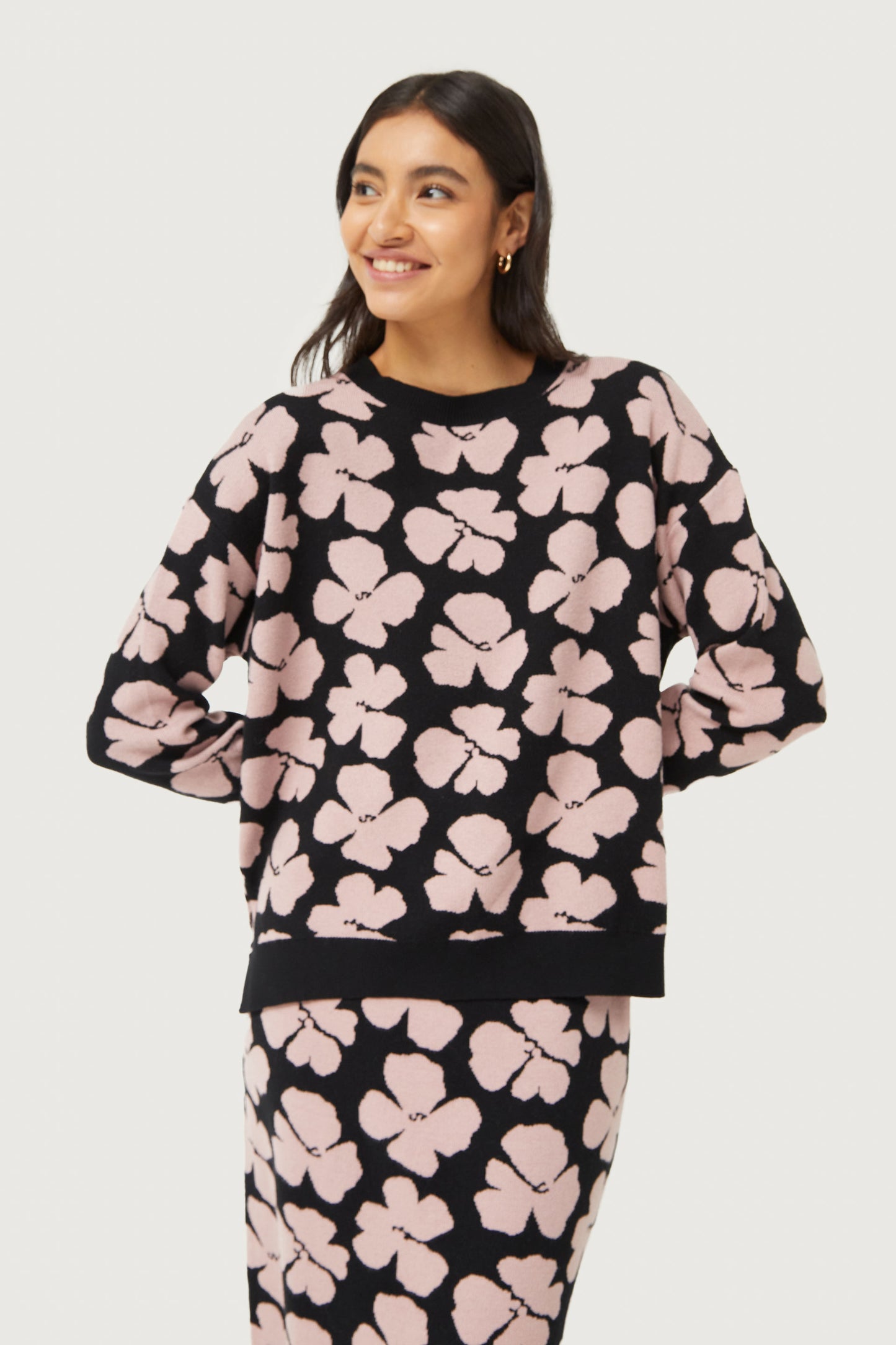 Jacinto floral print jacquard knit sweater