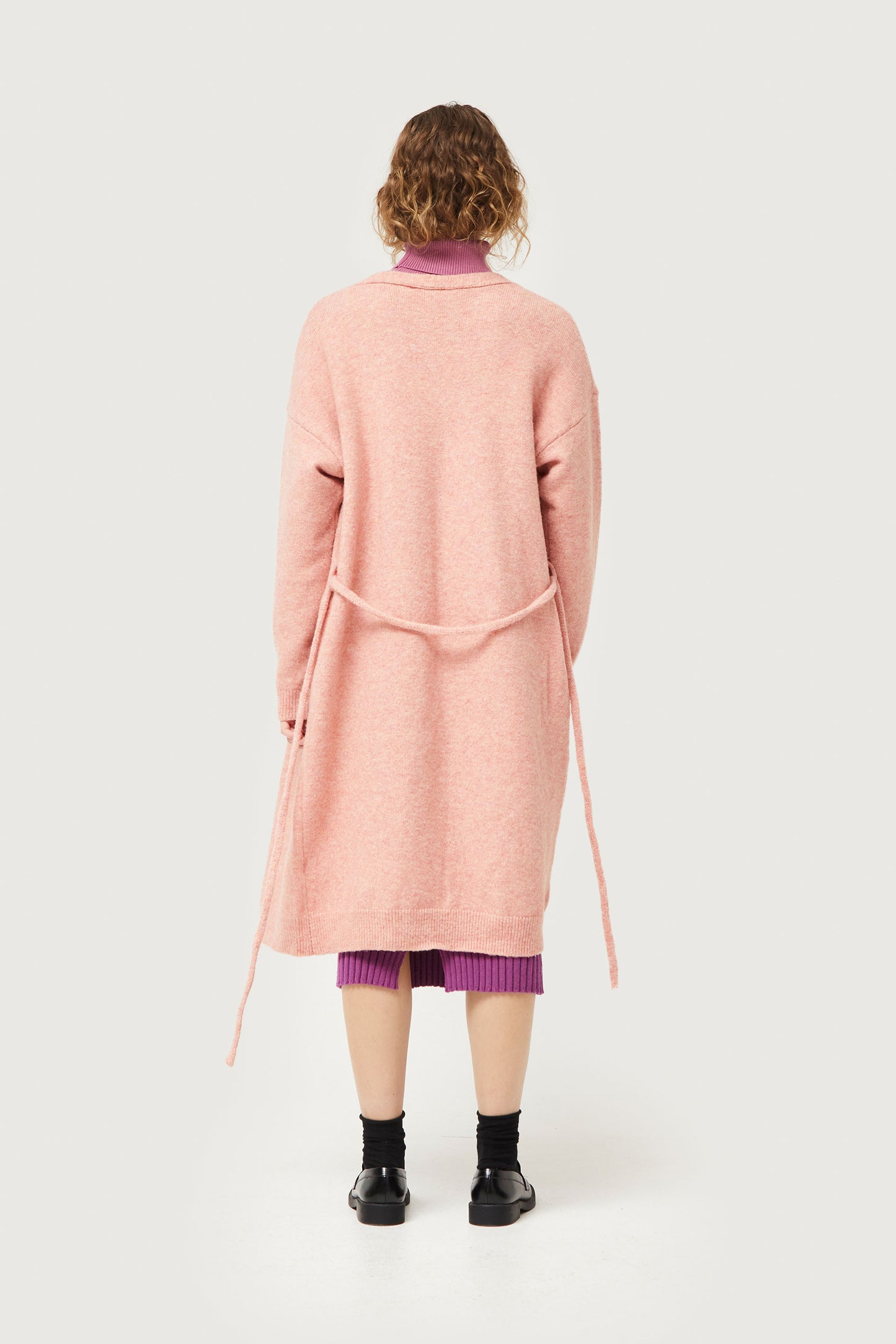 Pink knitted midi jacket