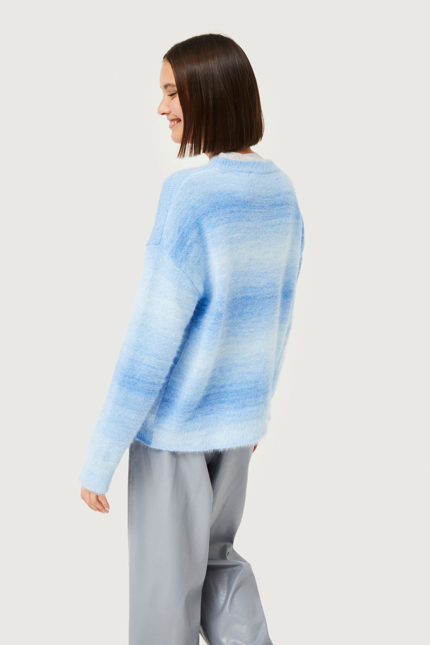 Blue faded striped knitted sweater