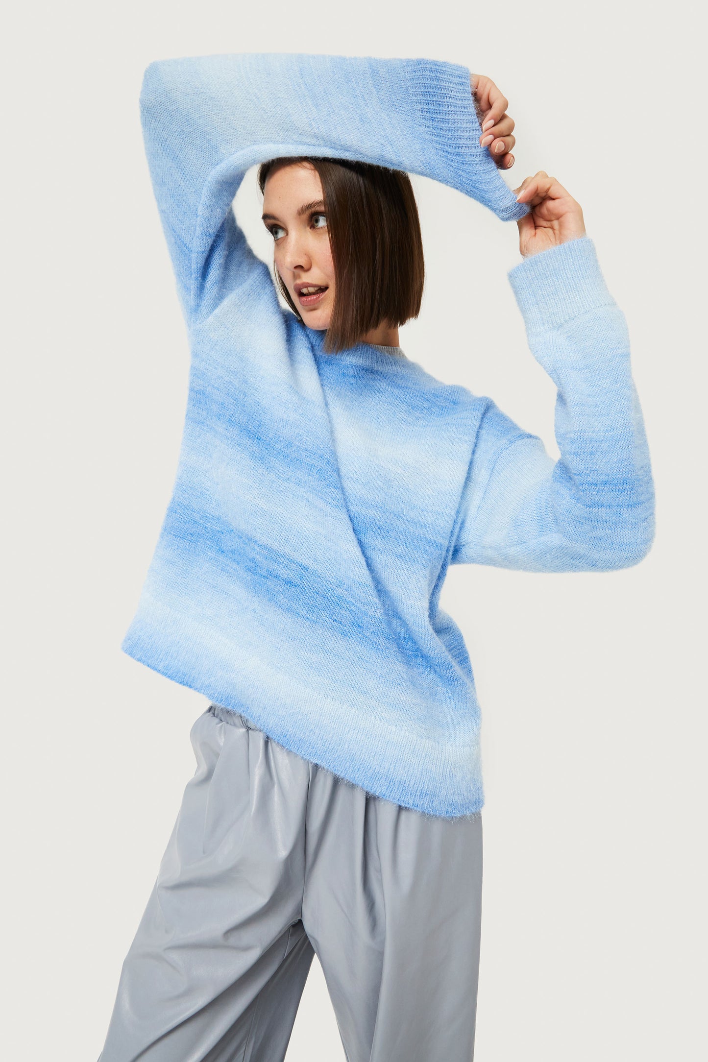 Blue faded striped knitted sweater