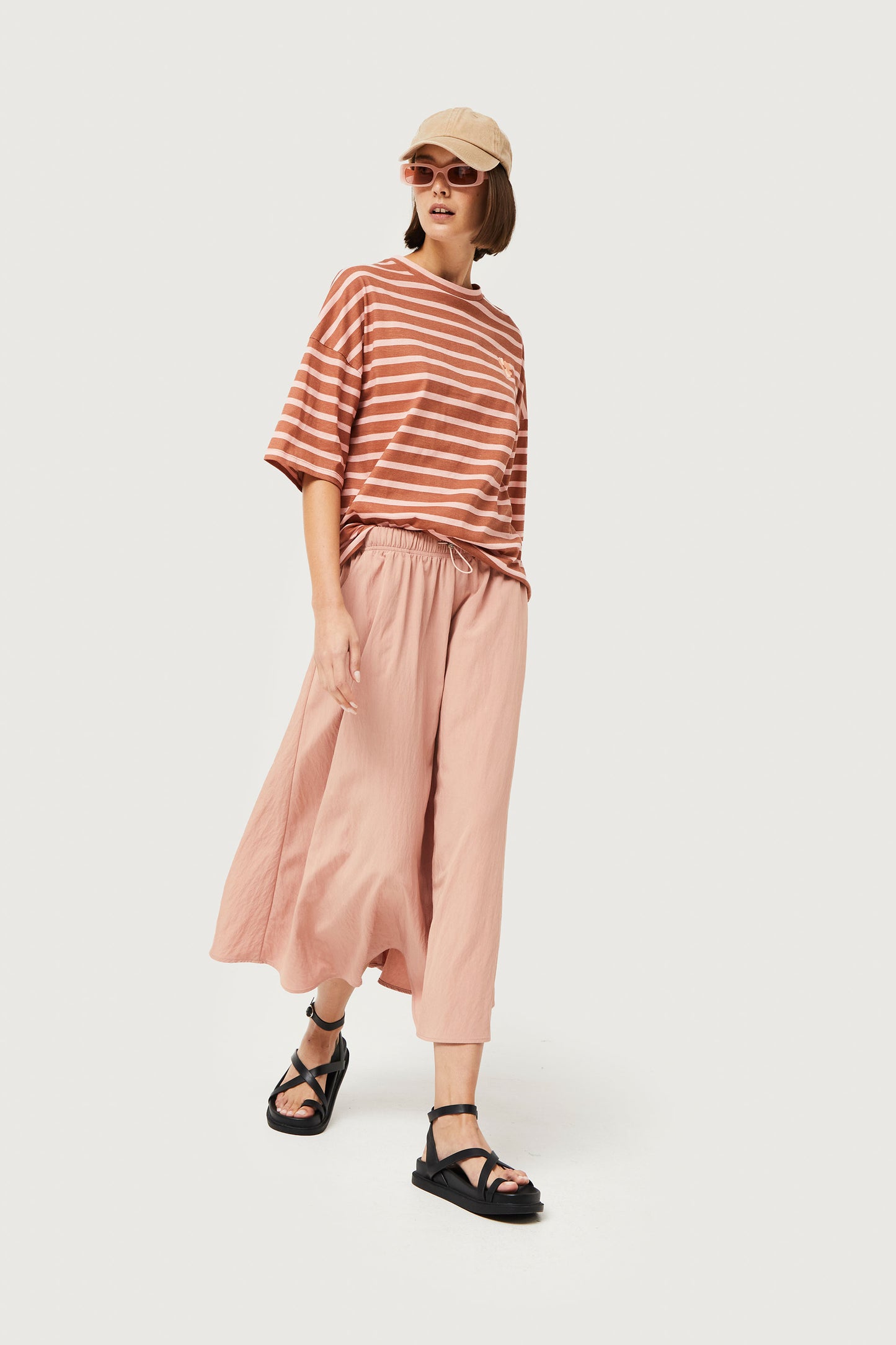 Midi skirt in pink technical fabric
