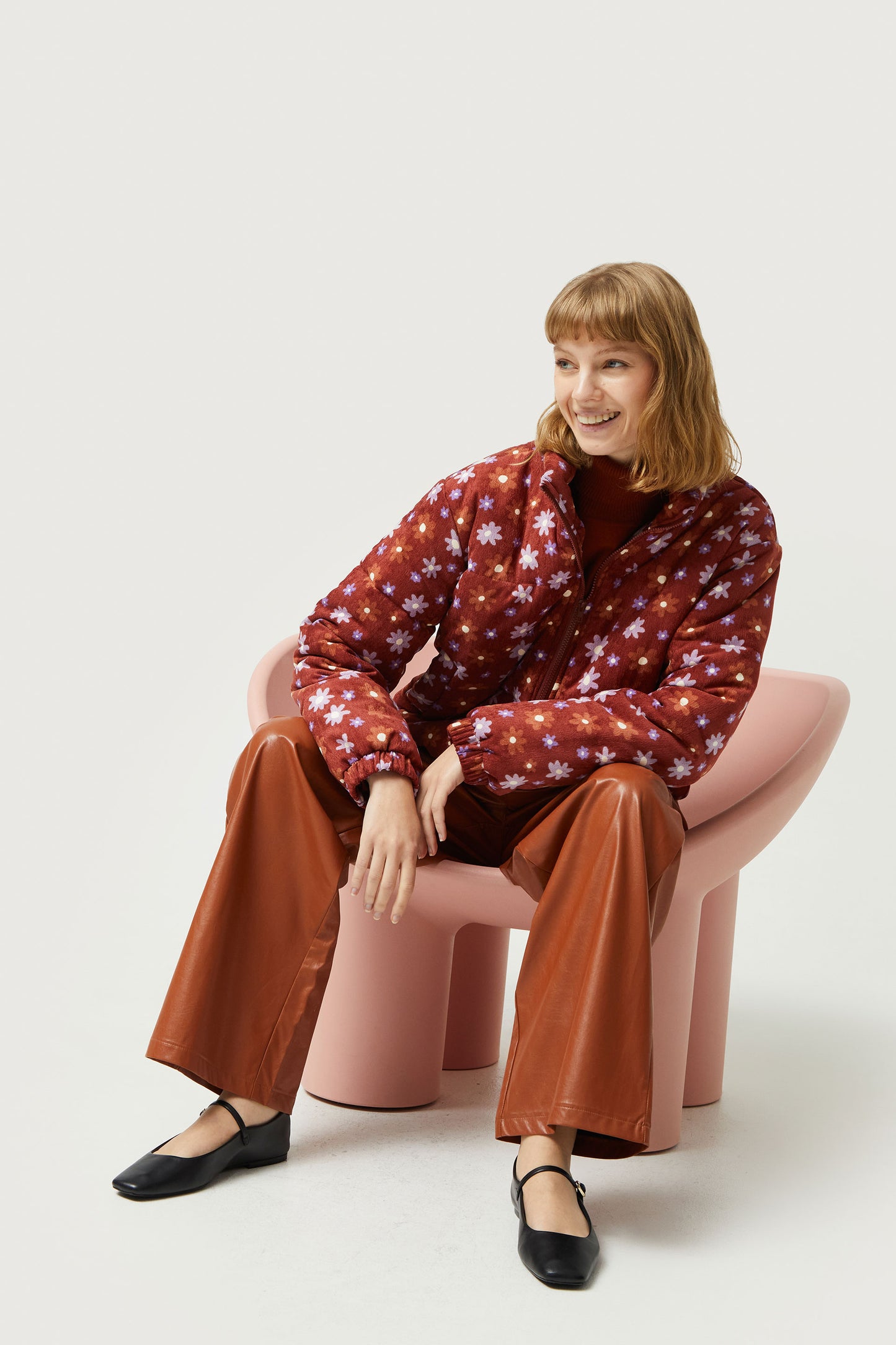 Brown faux leather pants