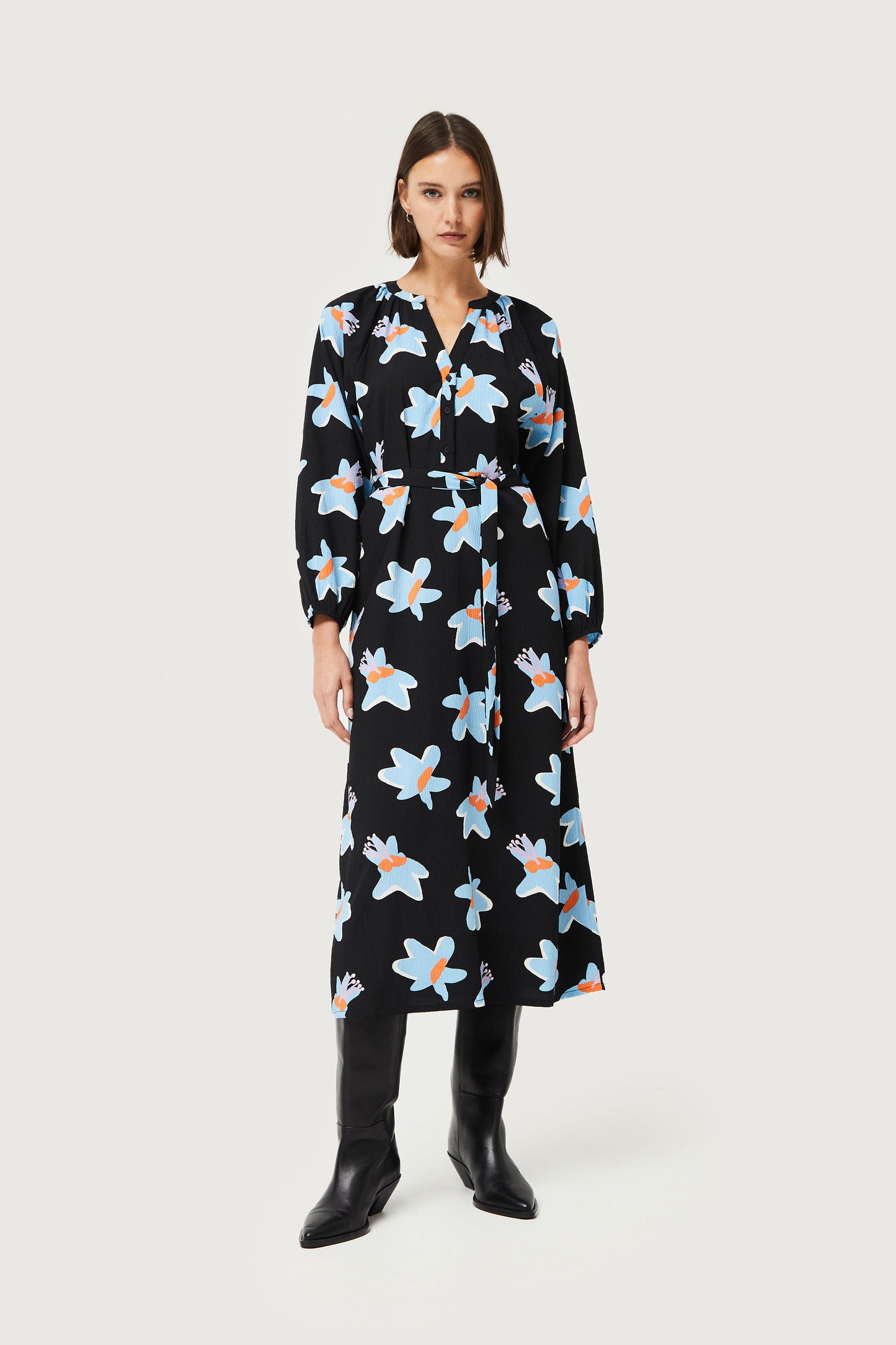 Black Calatea floral print long dress