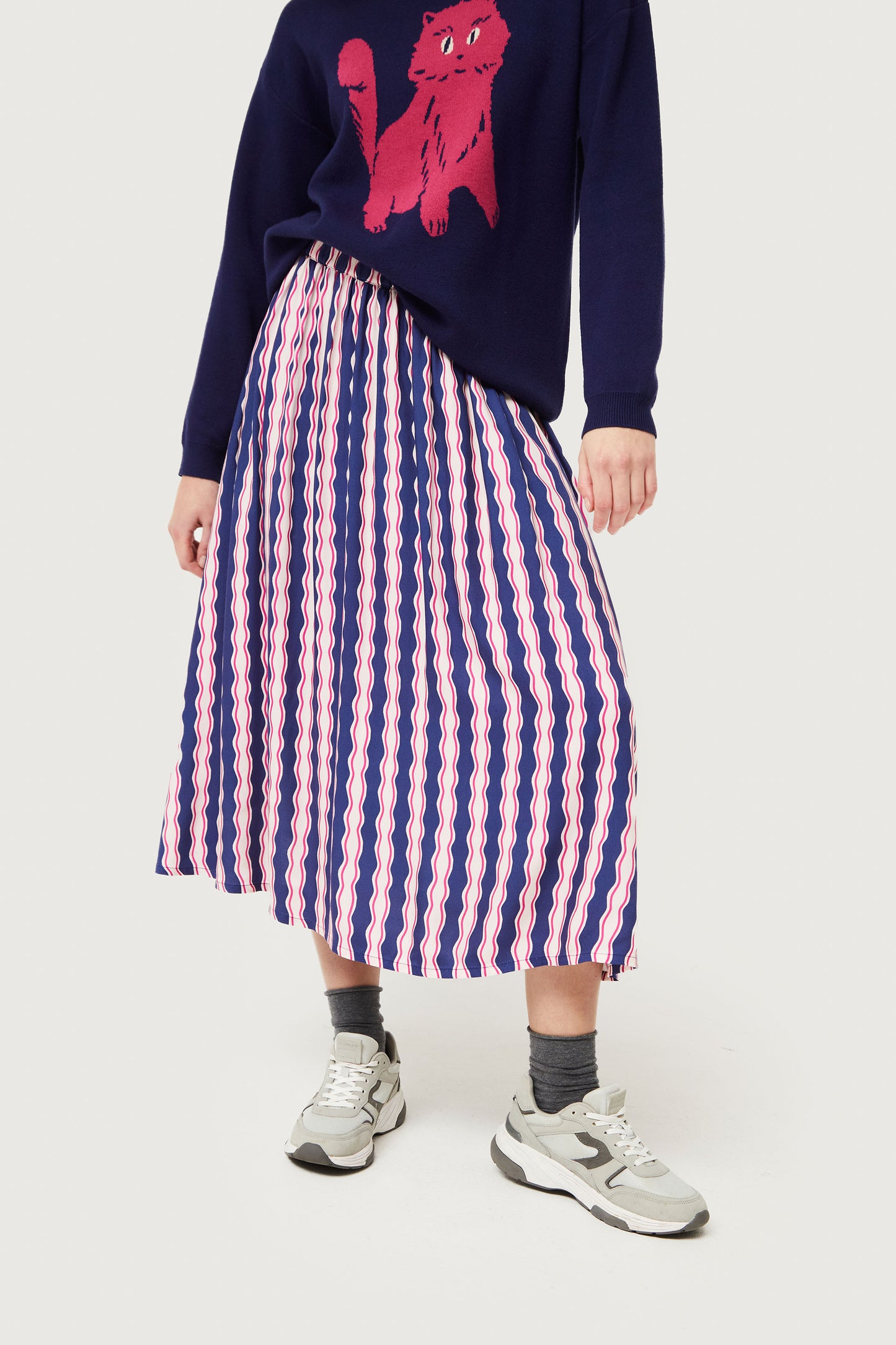 Serpentina striped print midi skirt