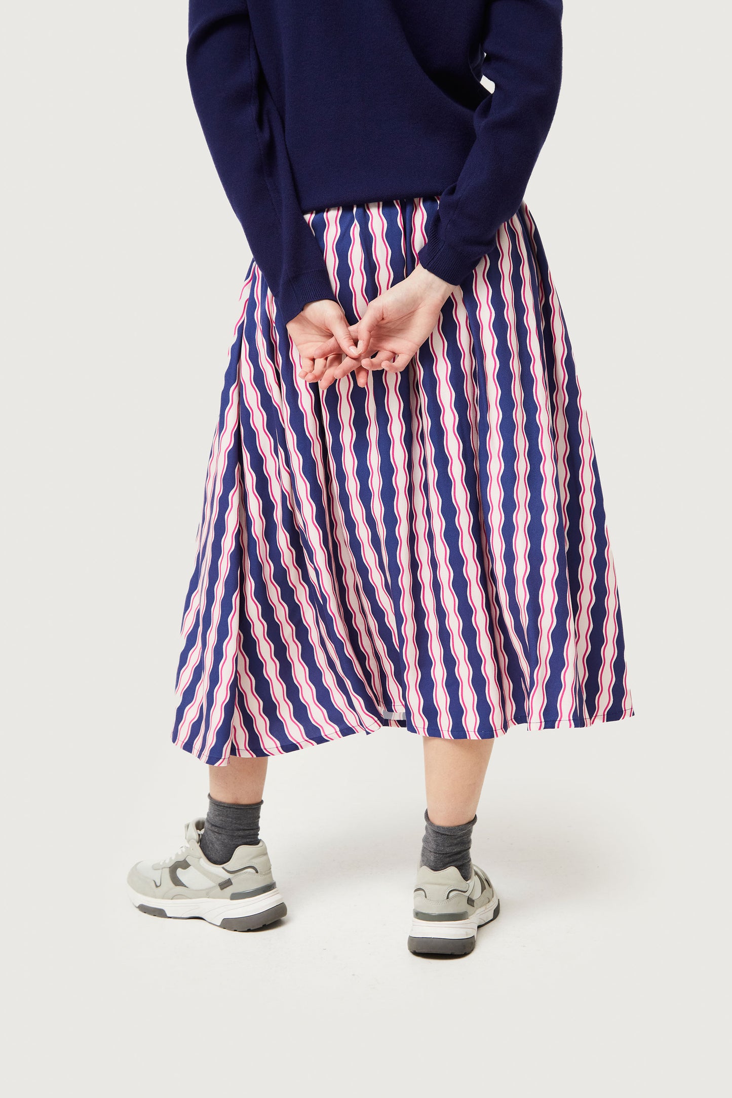Serpentina striped print midi skirt