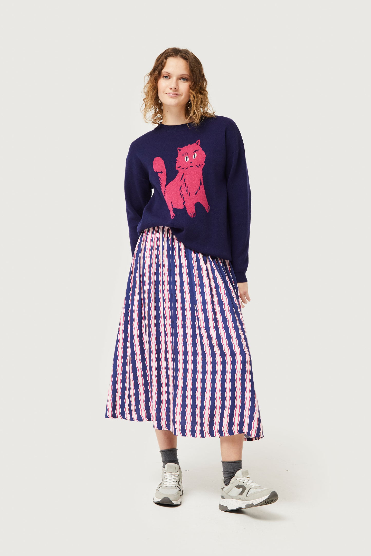 Serpentina striped print midi skirt
