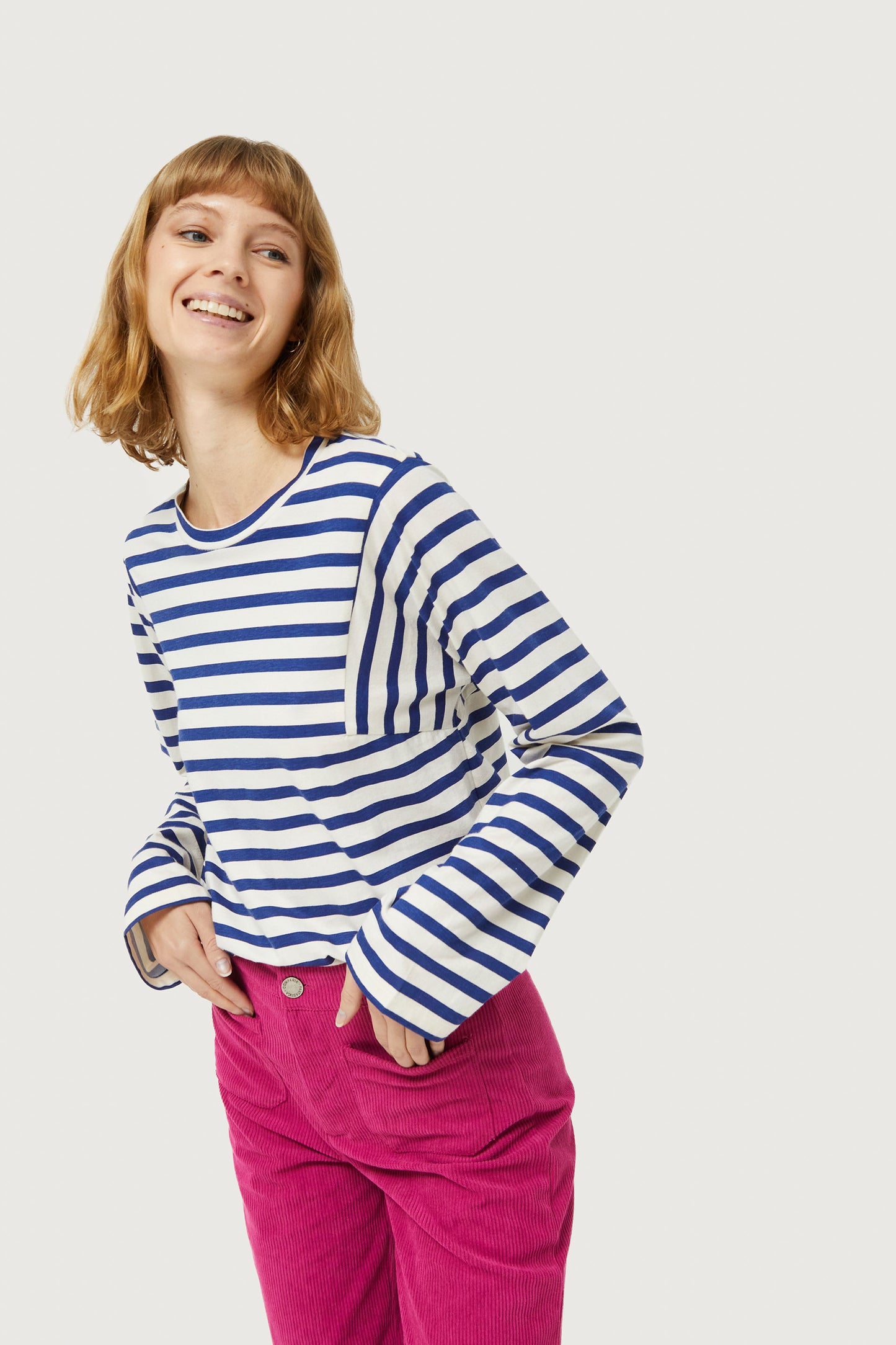 White and blue striped t-shirt