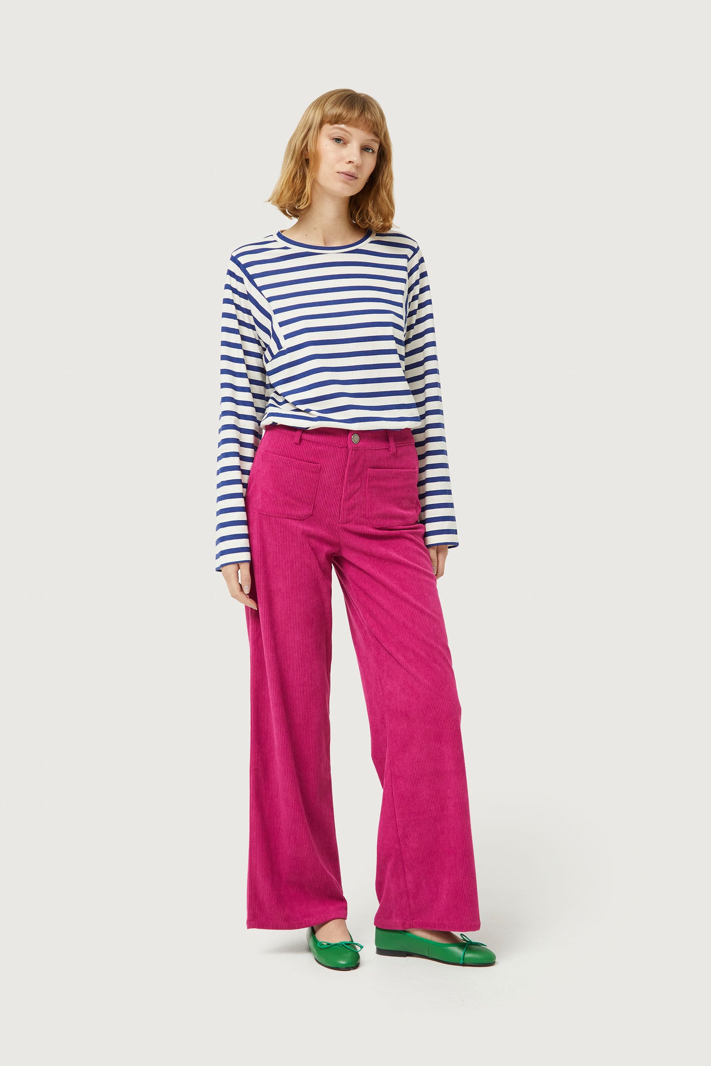 White and blue striped t-shirt