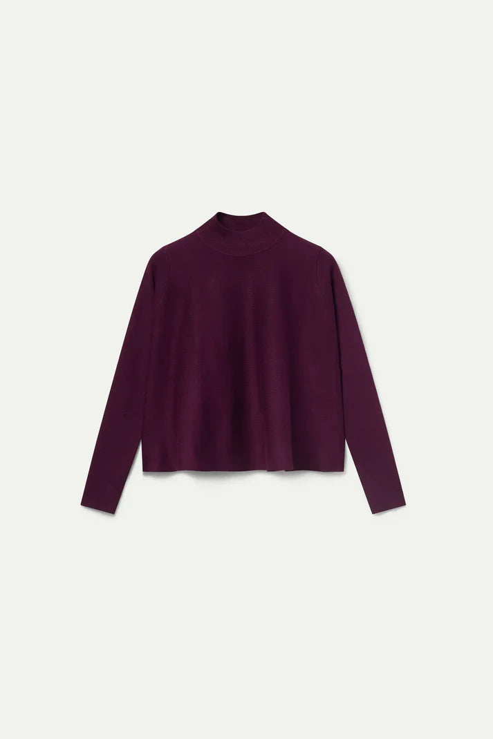 Purple mock neck flared sweater