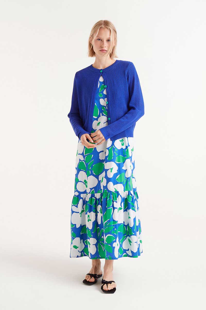 Blue open knit cardigan