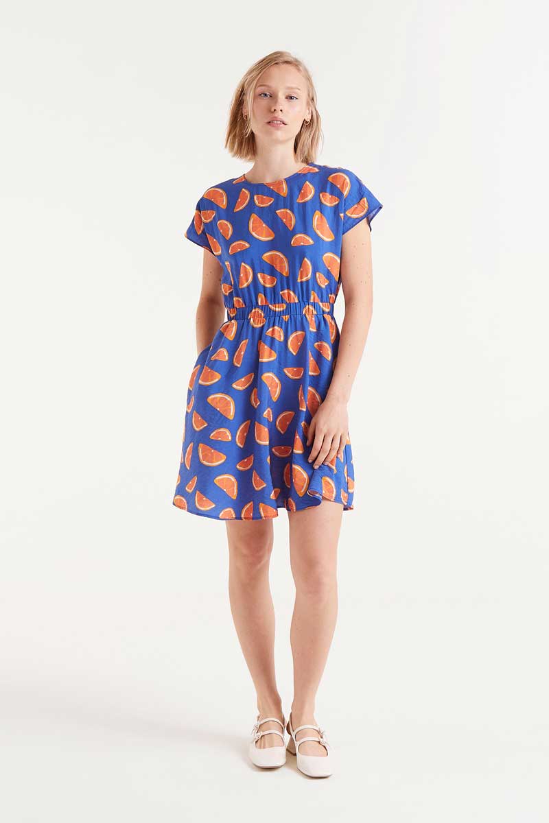 Short dress with grapefruit print