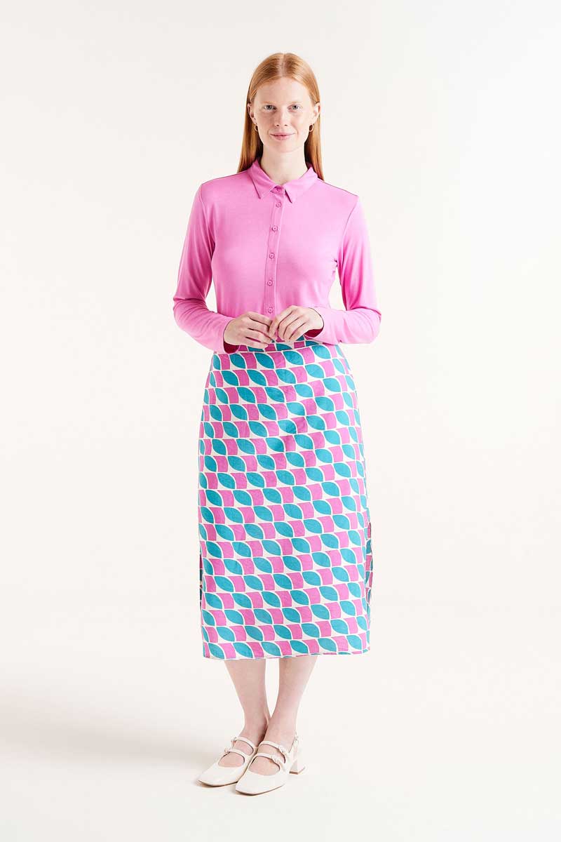 Midi skirt with Feathers print