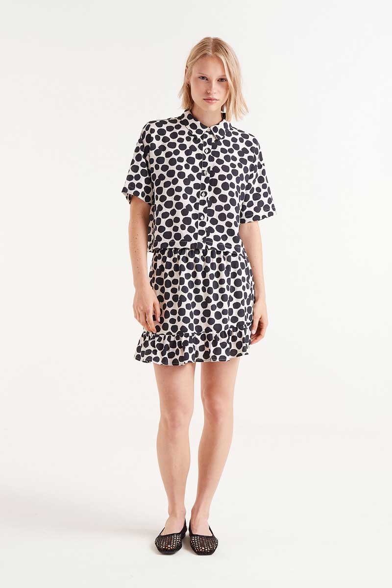 Short sleeve shirt with Terrazzo print