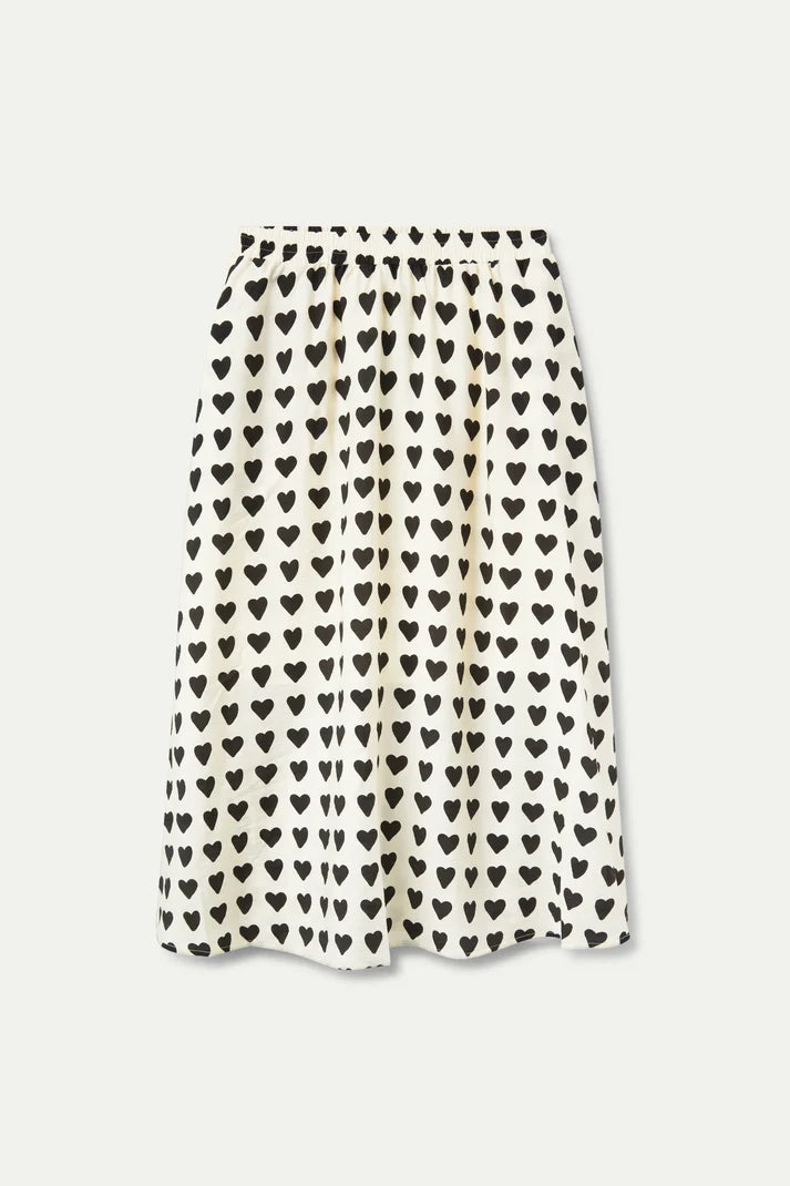 Midi skirt with heart print