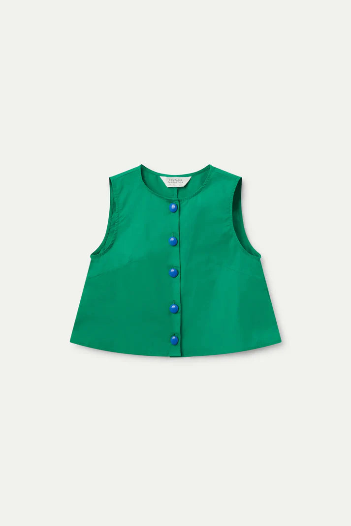 Green buttoned sleeveless top
