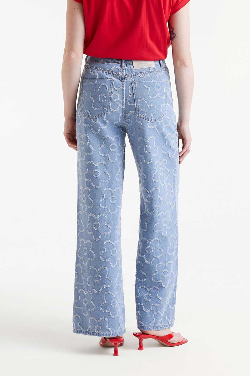 Denim pants with flowers
