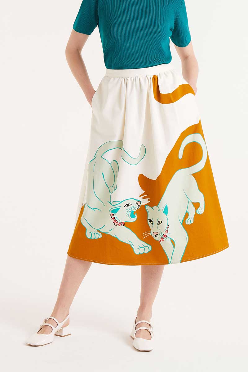Jaguar print midi skirt