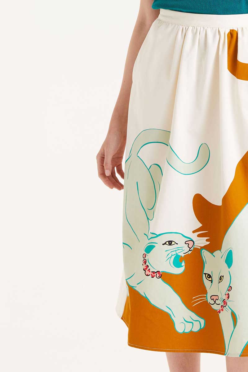 Jaguar print midi skirt