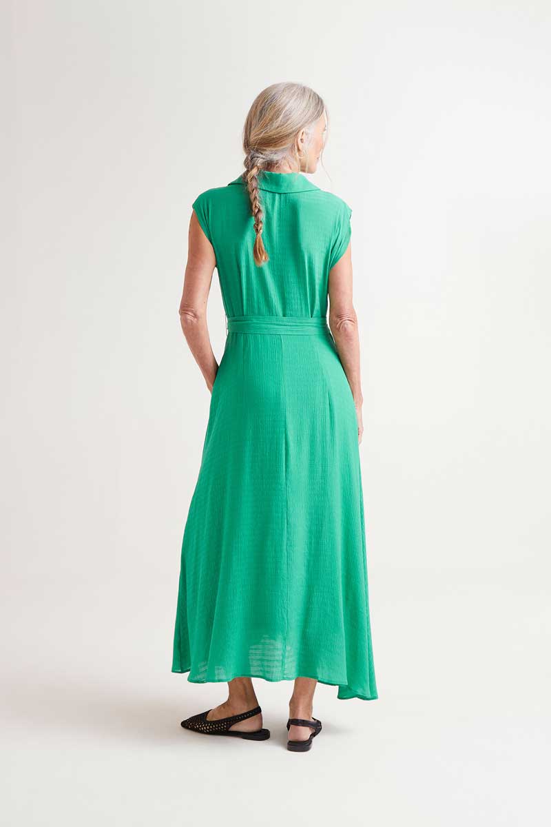 Long flowing green dress
