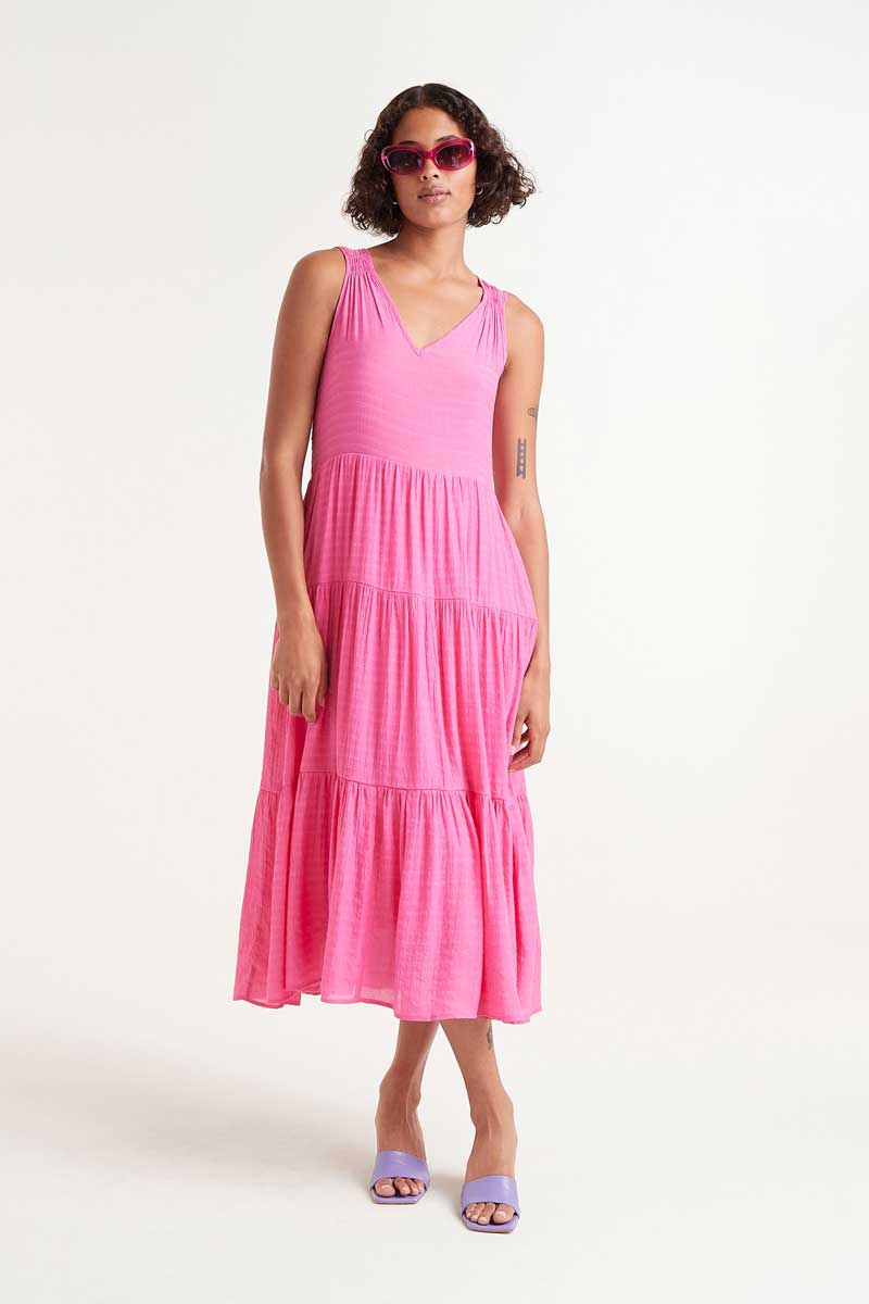 Pink flowing midi dress