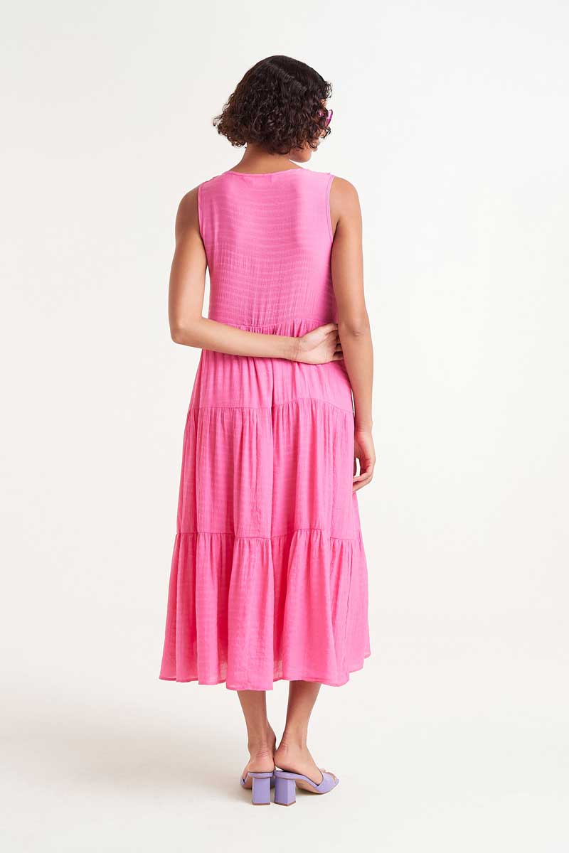 Pink flowing midi dress