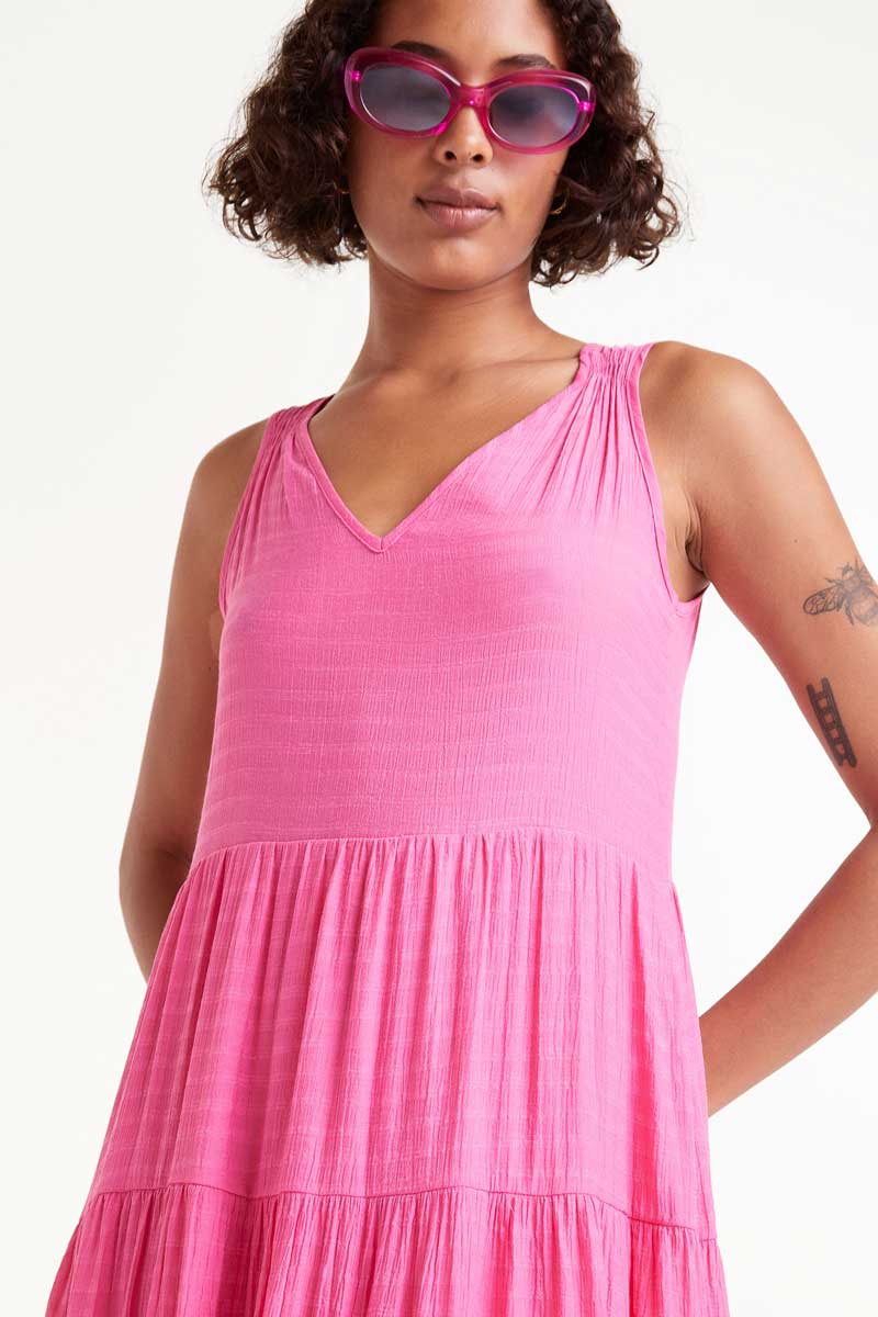 Pink flowing midi dress