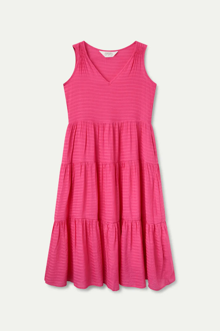Pink flowing midi dress