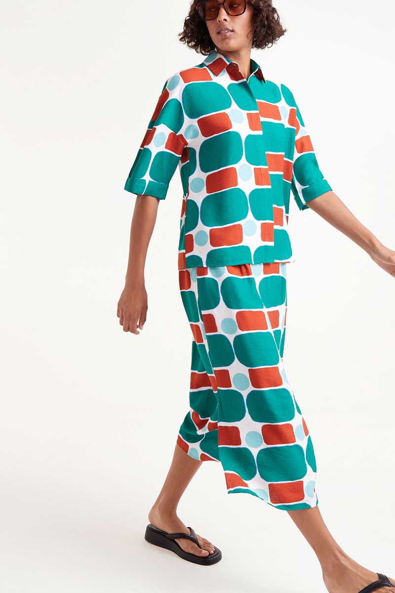 Pepper Mint print midi skirt
