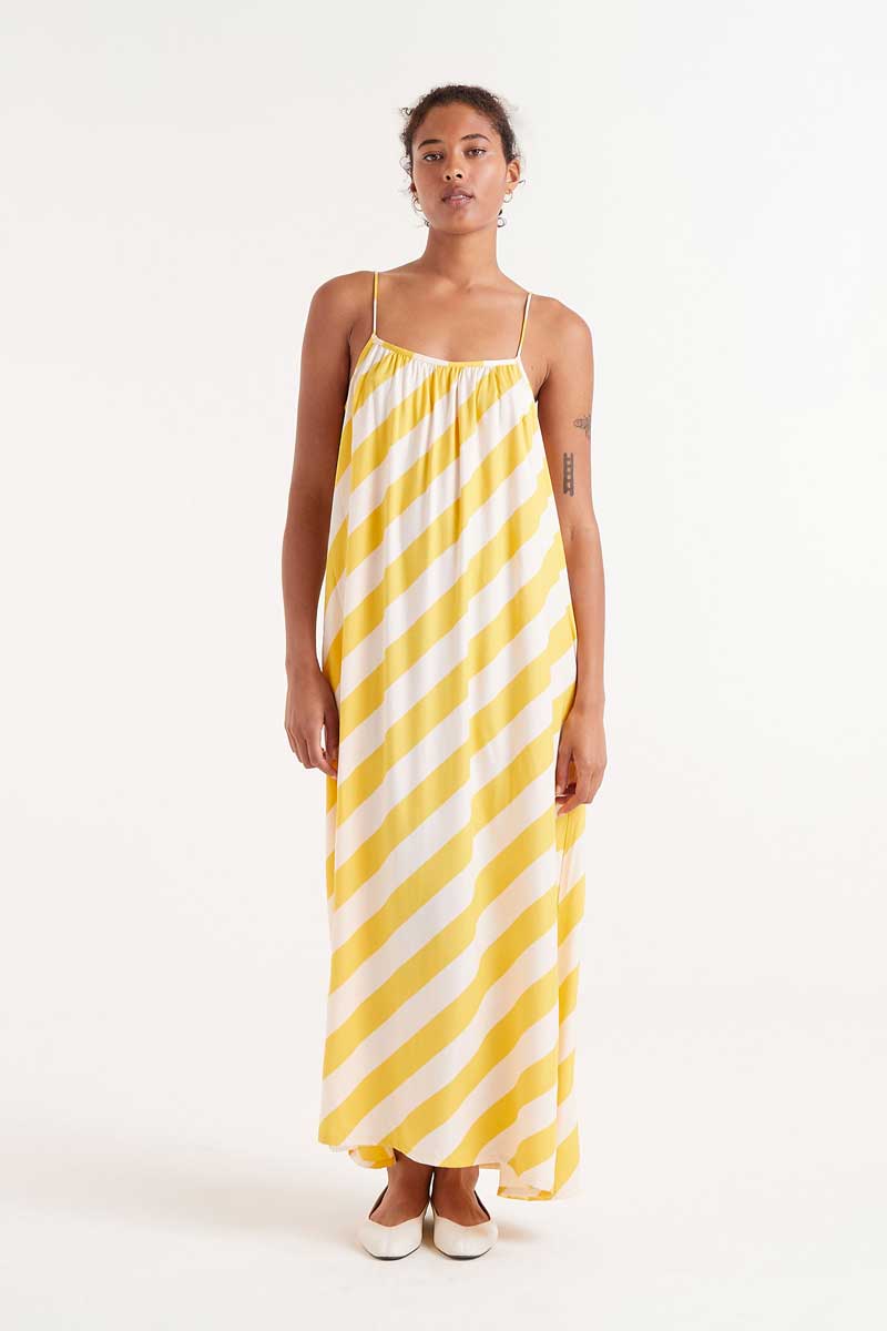 Long yellow striped dress