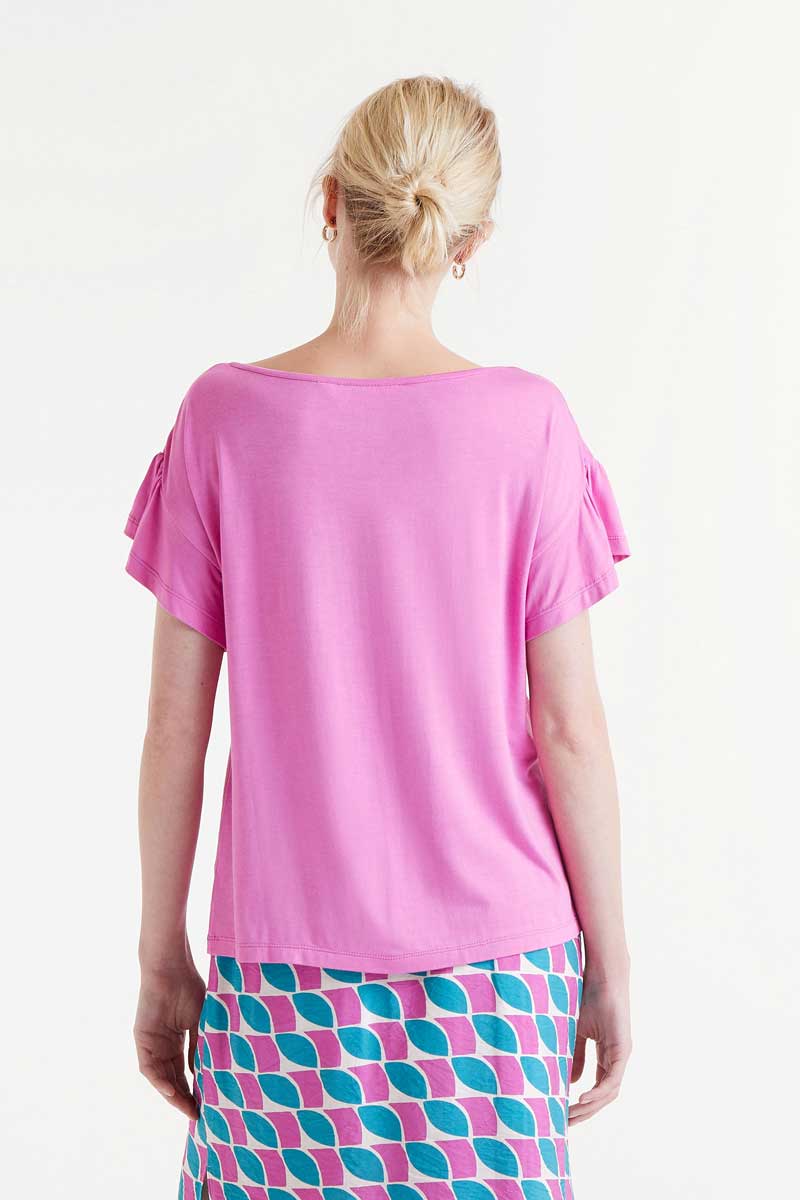 Pink short sleeve ruffle t-shirt