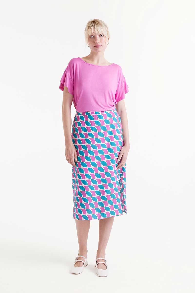Pink short sleeve ruffle t-shirt