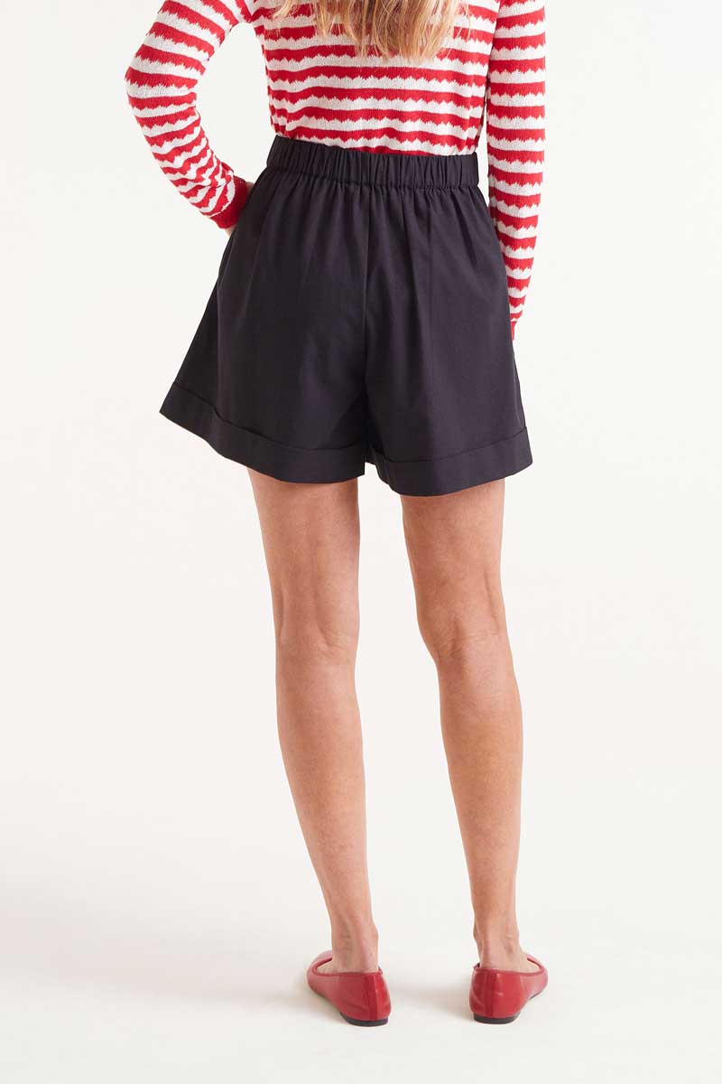 Black button shorts
