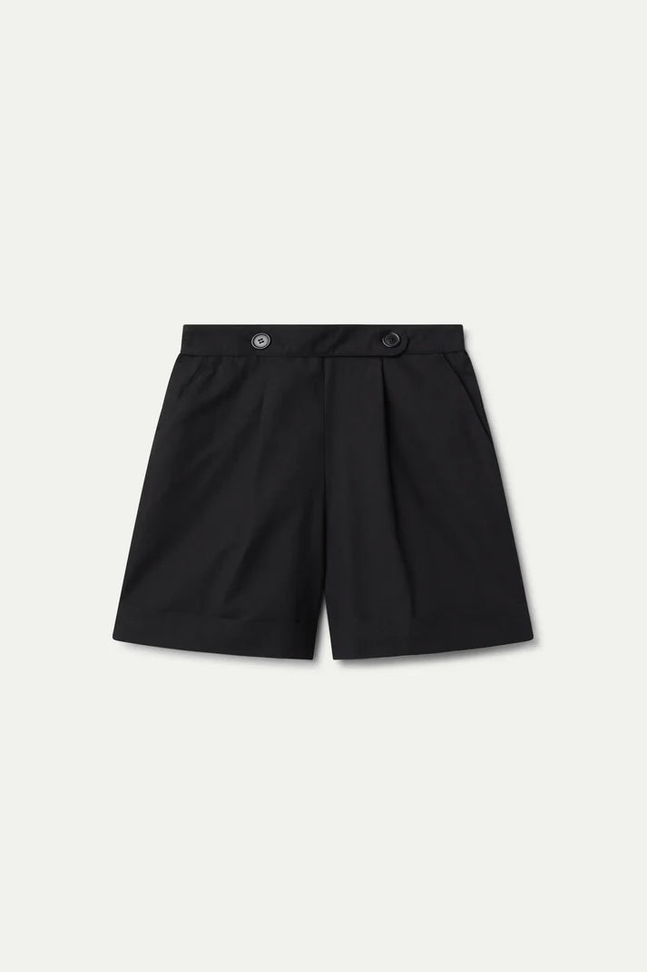 Black button shorts