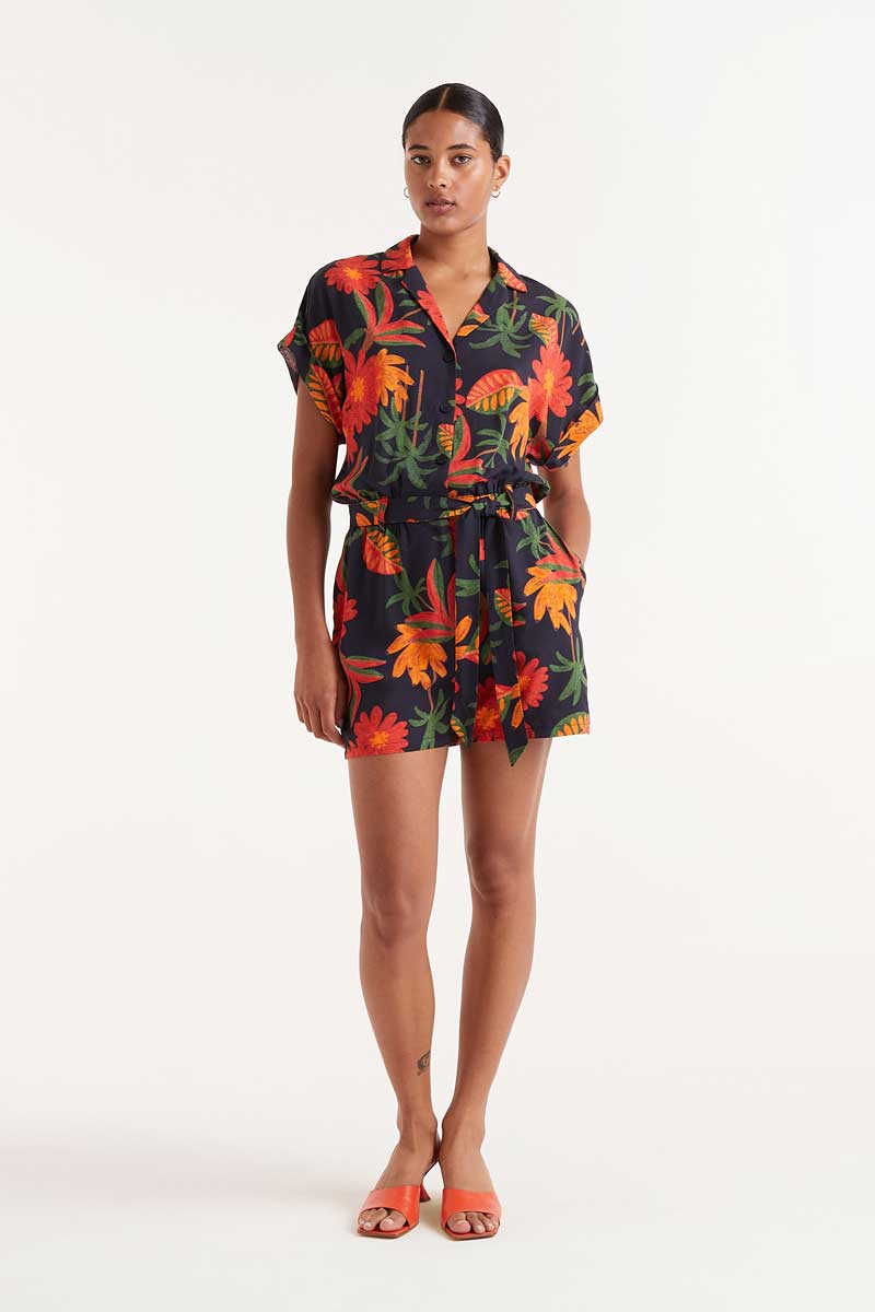 Famara floral print short jumpsuit