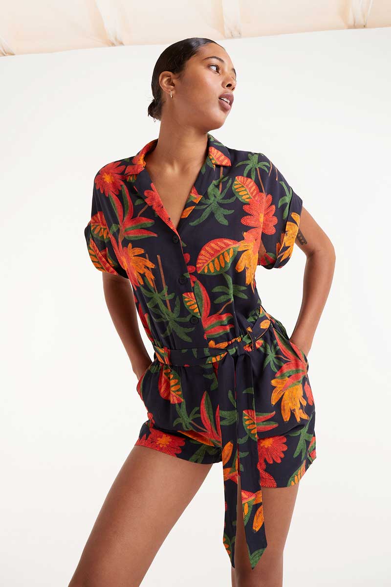 Famara floral print short jumpsuit