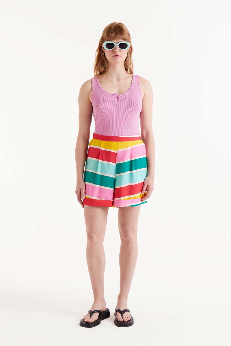 Colour Wave striped print shorts