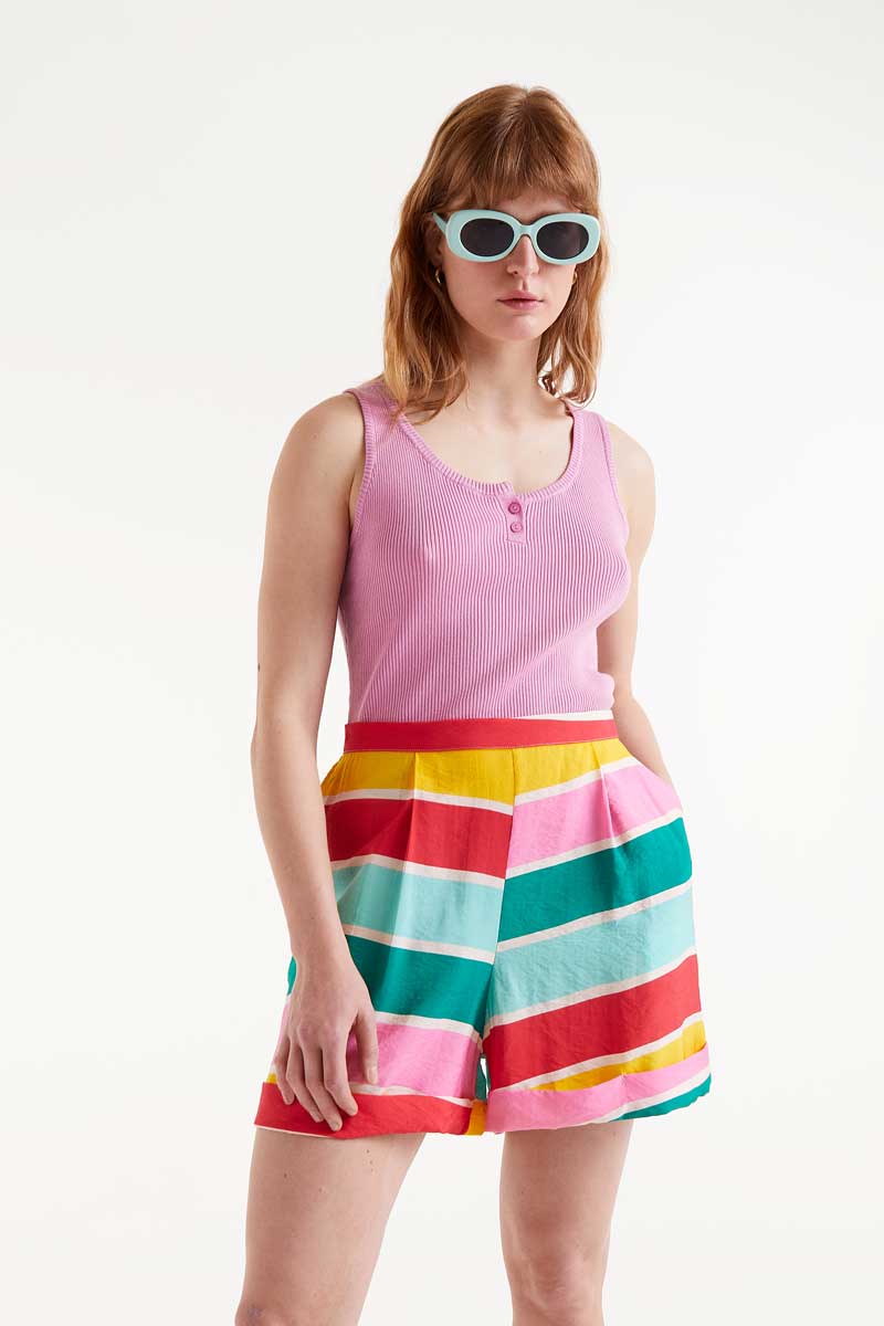 Colour Wave striped print shorts