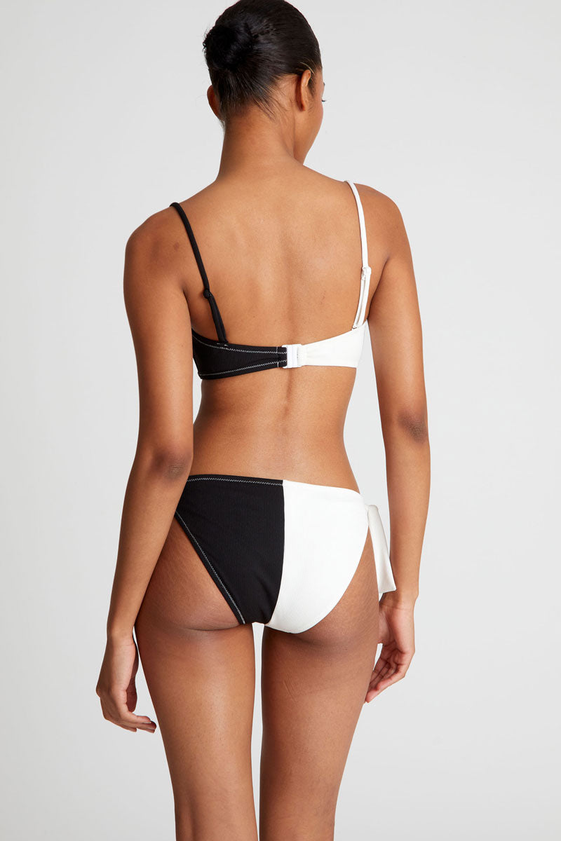 Black two-tone straight bikini top