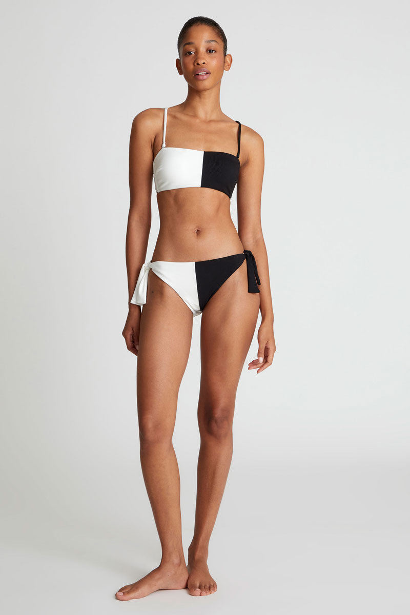 Black two-tone straight bikini top