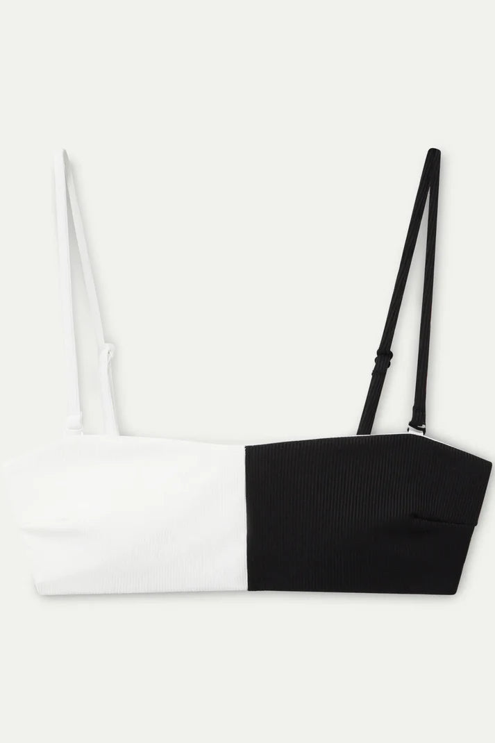 Black two-tone straight bikini top