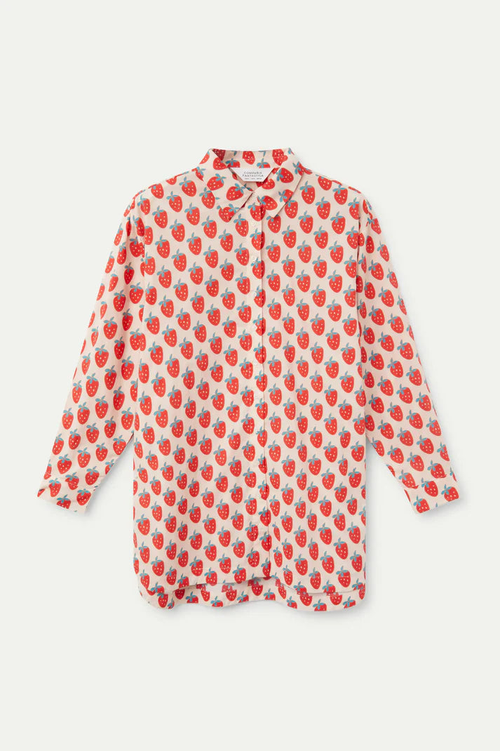 Strawberry Beach print oversized shirt