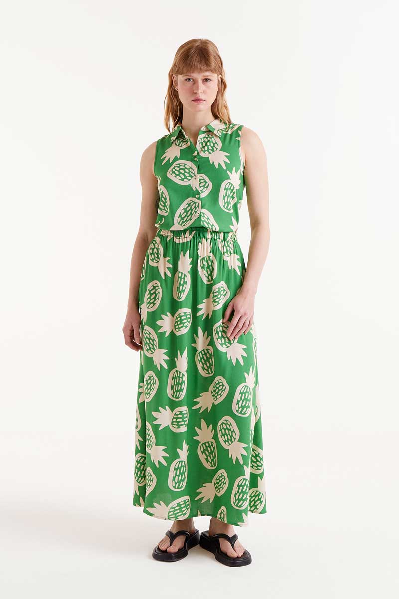 Pineapple print midi skirt
