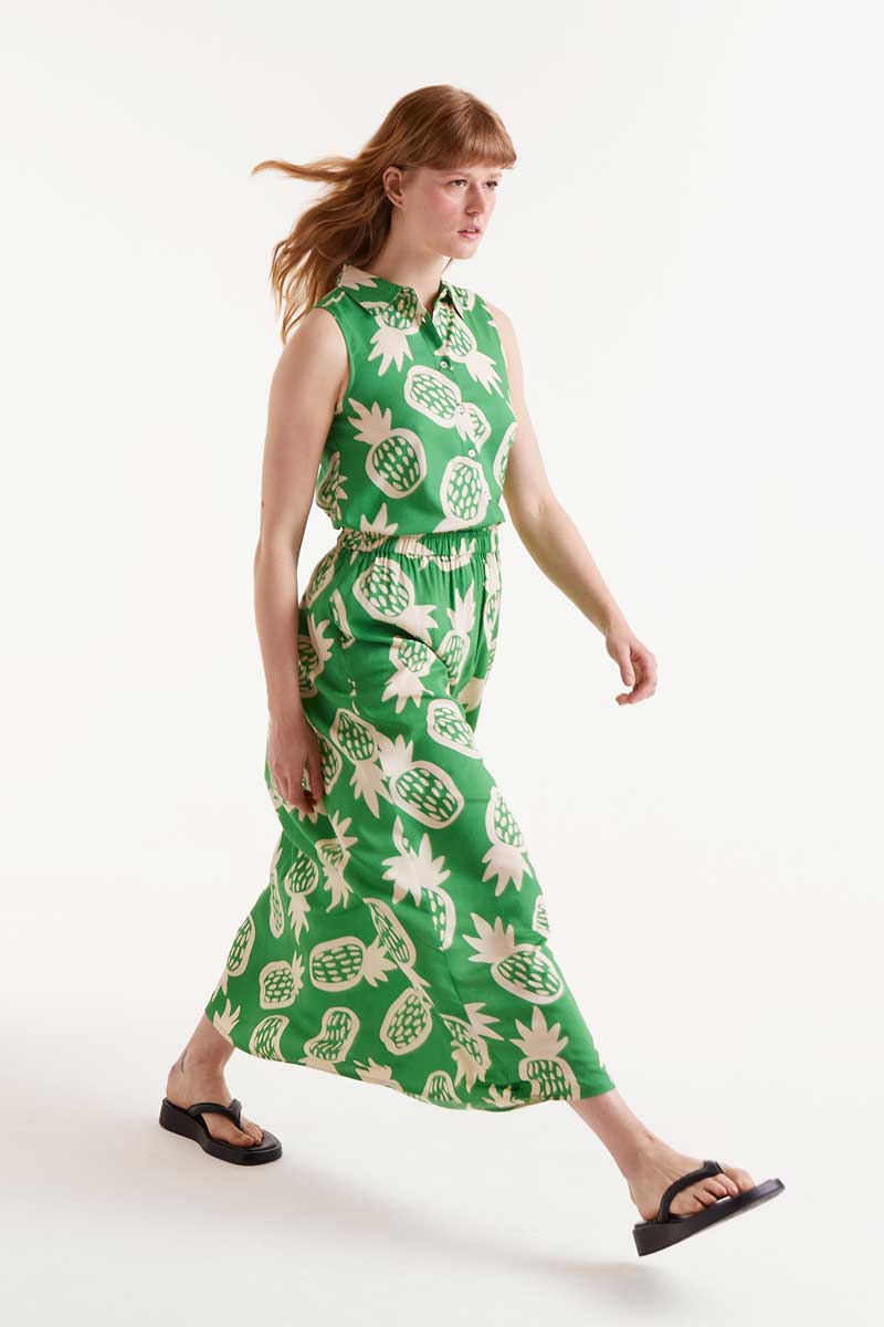 Pineapple print midi skirt