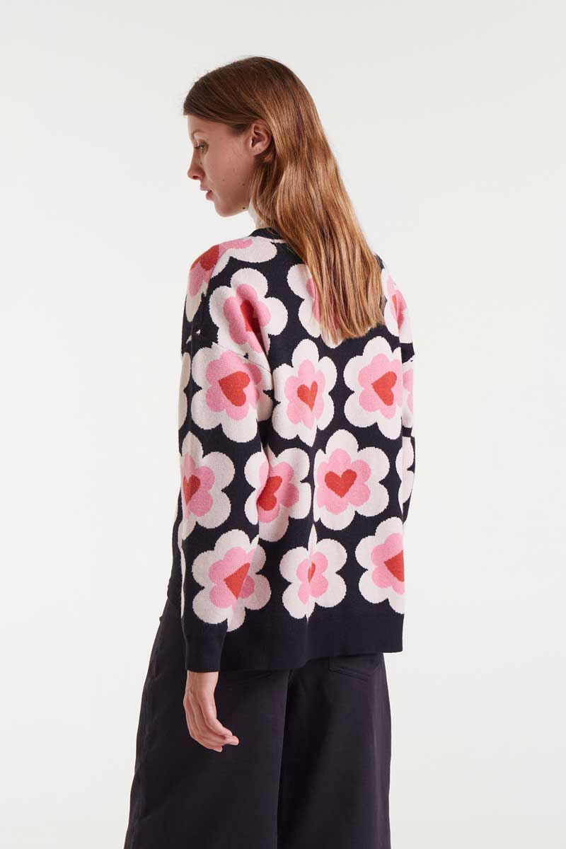 Jacquard knit sweater with SweetHeart print