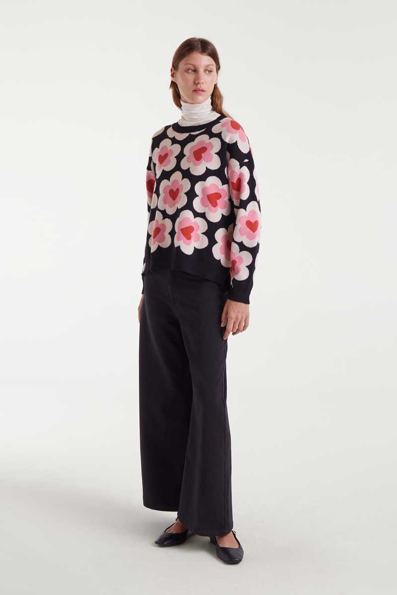Jacquard knit sweater with SweetHeart print